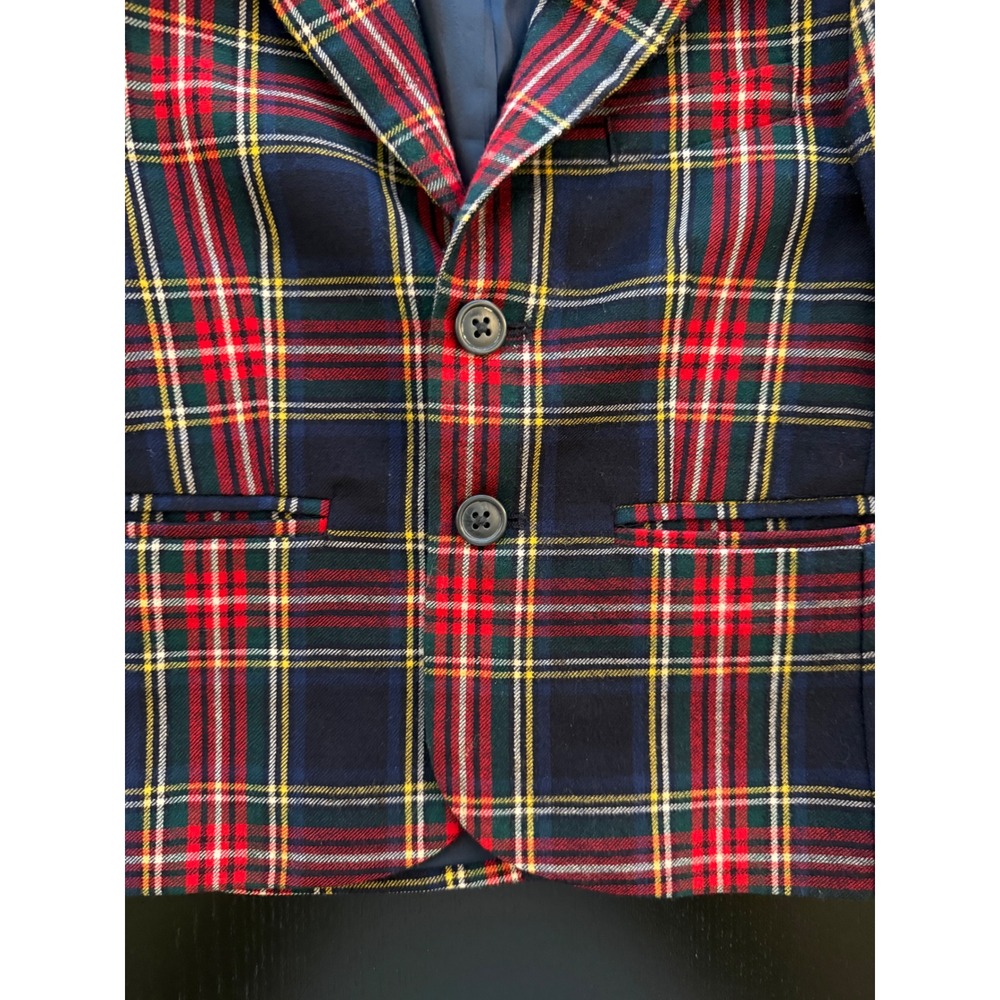 Janie and Jack Toddler Tartan Blazer Boys Size 3 Navy Plaid Two-Button Jacket - Picture 6 of 10